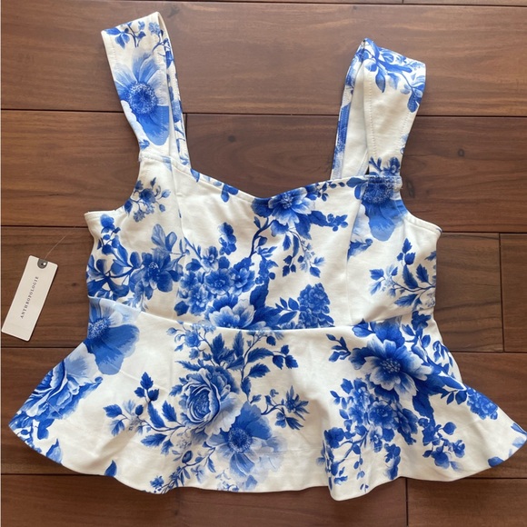 Maeve Square-Neck Peplum Tank Top Size XS - Picture 1 of 7